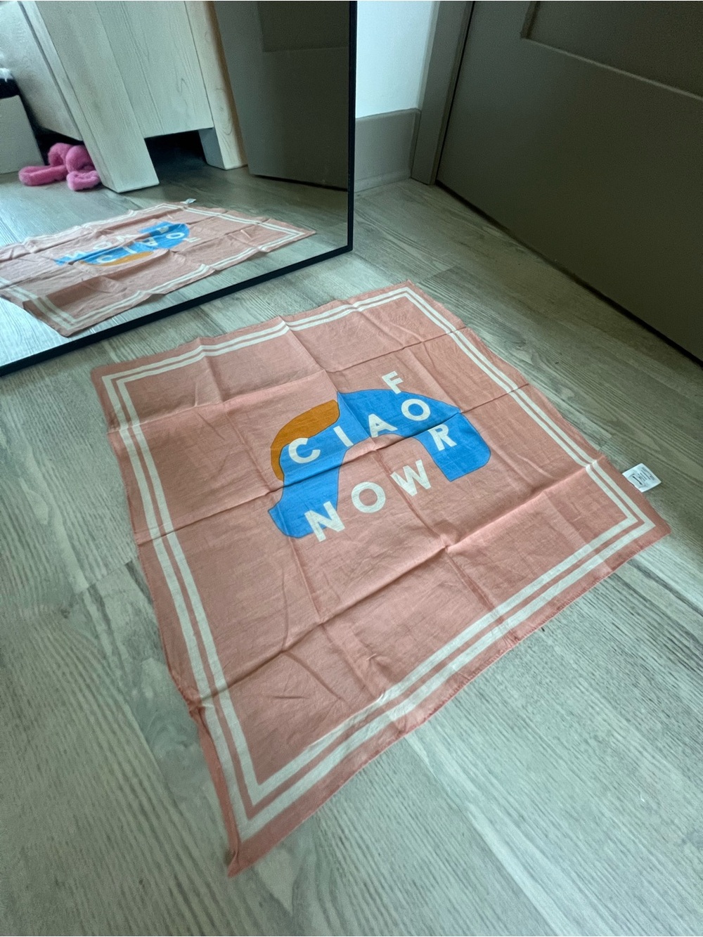 Madewell Pink Graphic 'Ciao Now' Bandana Scarf